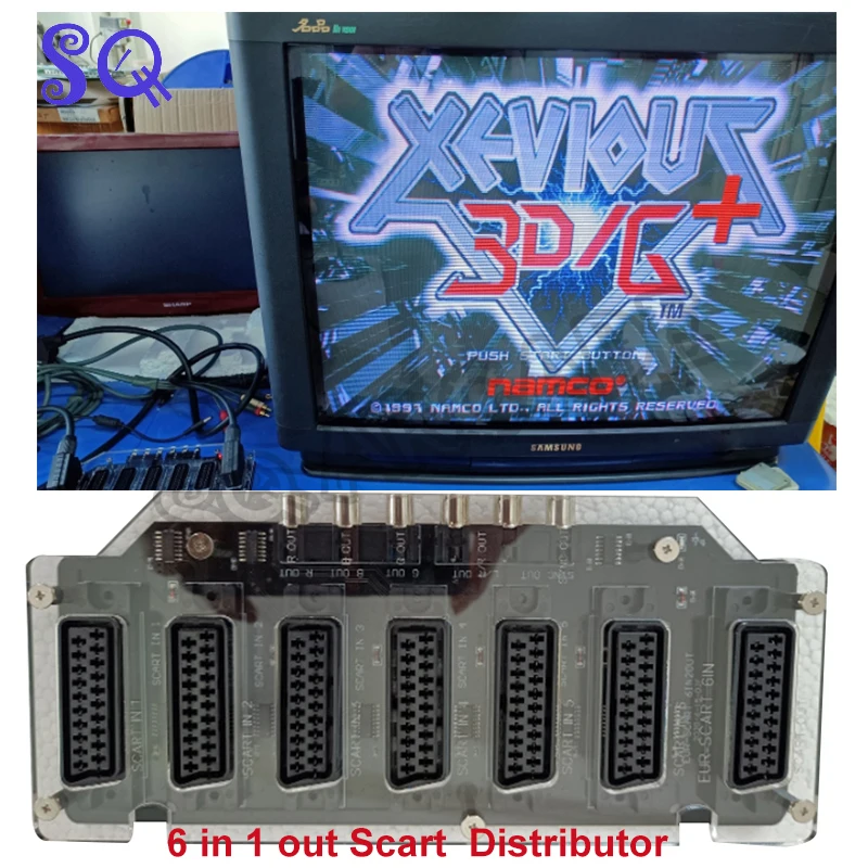 Акриловый чехол 6 в 1 распределитель видео Mini Scart Конвертер евро автоматический