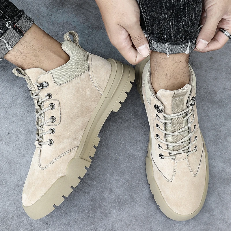 Мужские зимние ботинки теплая плюшевая мужская зимняя обувь на шнуровке уличная