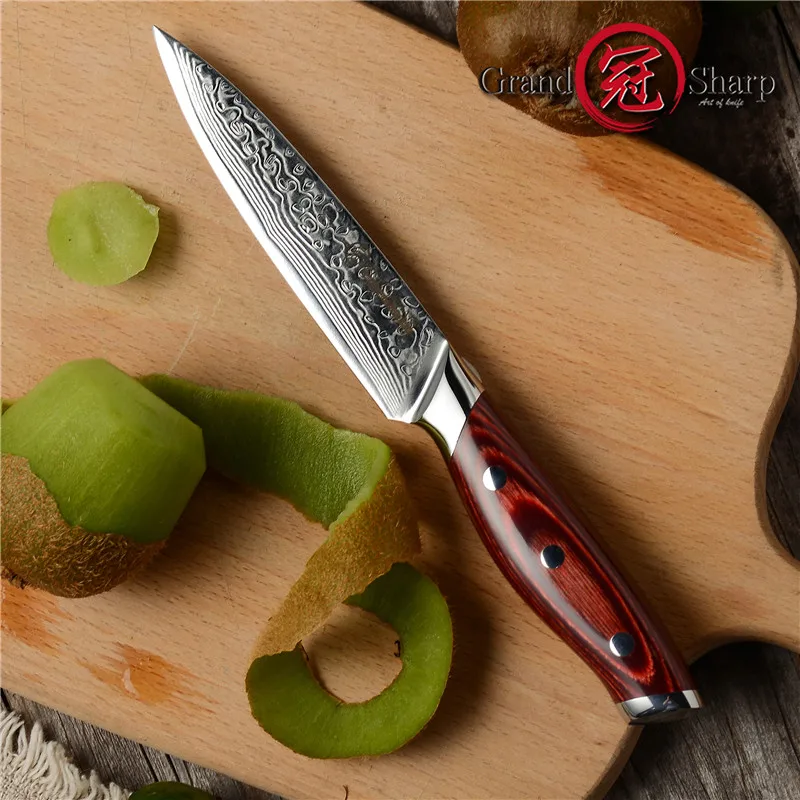 Популярный 5 дюймовый универсальный нож зеркальный дамасский кухонный 67 слоев