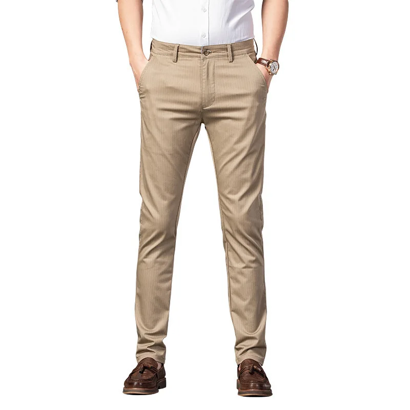 Men's Business Work Office Breathable Striped Non-iron High-quality Casual Straight-leg Formal Pants Long Trousers | Мужская одежда