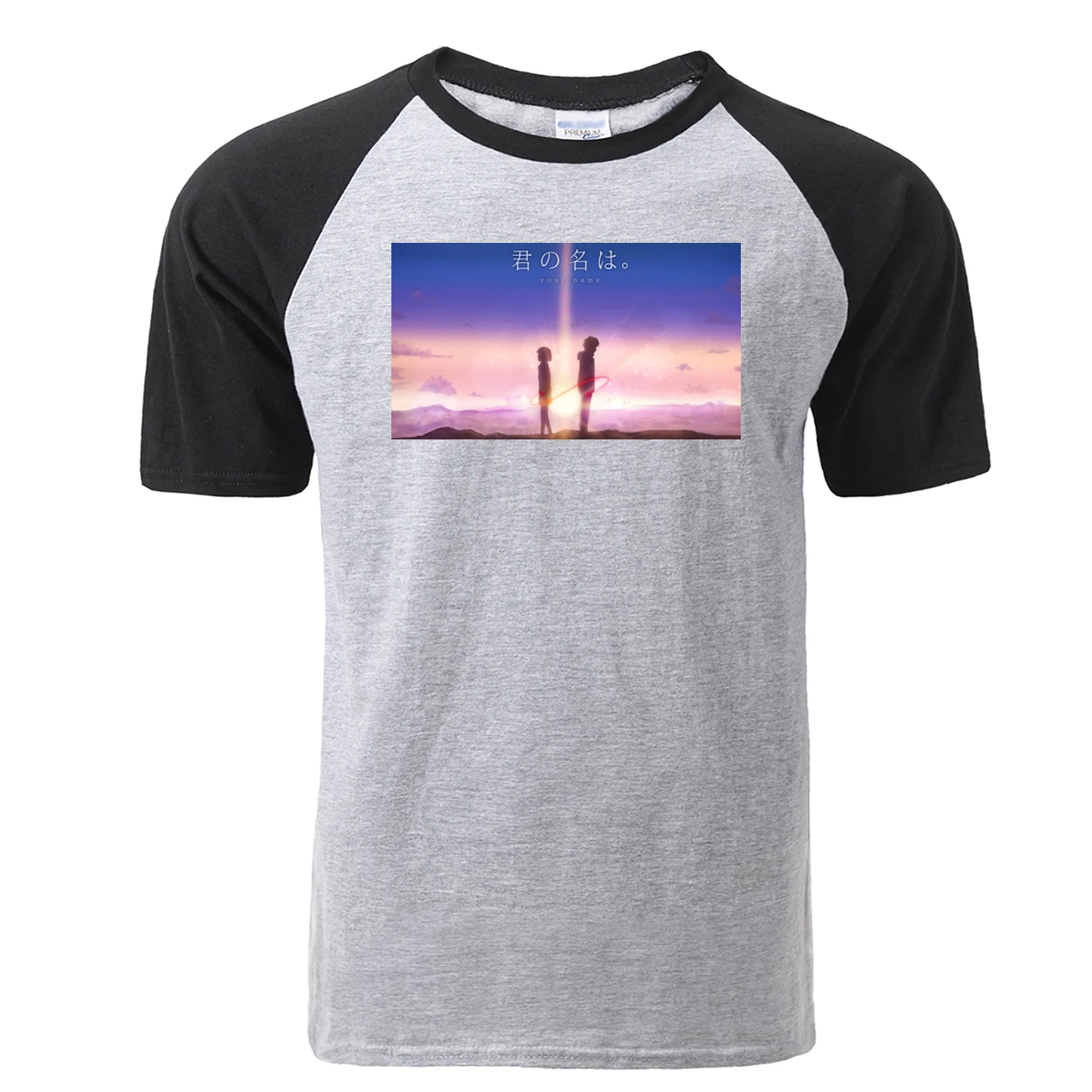 

Fashion Japanese Anime Your Name Raglan Print T Shirt Kawaii Mens Summer Cute Couple Hip Hop Hipster Tops Tshirts Streerwear