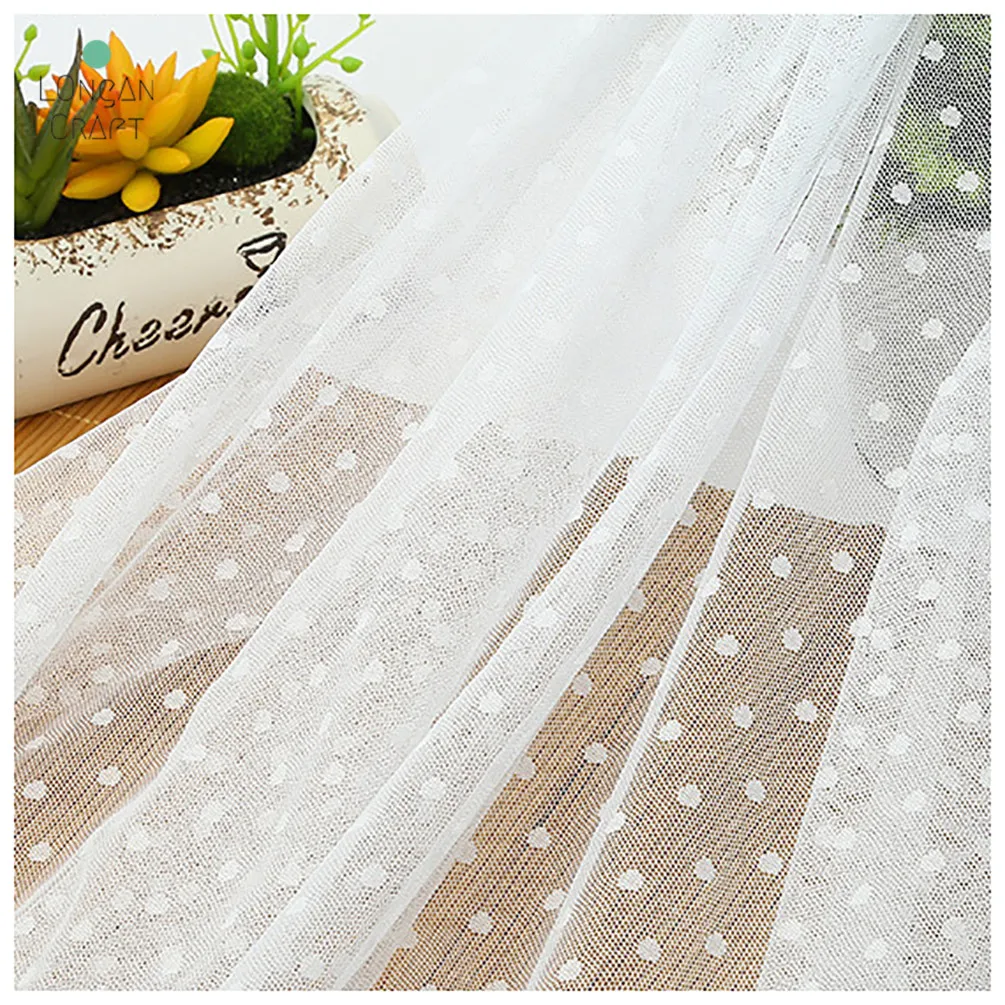 1 метр черно-белая Флокированная сетка в горошек Тюлевая ткань высокое качество