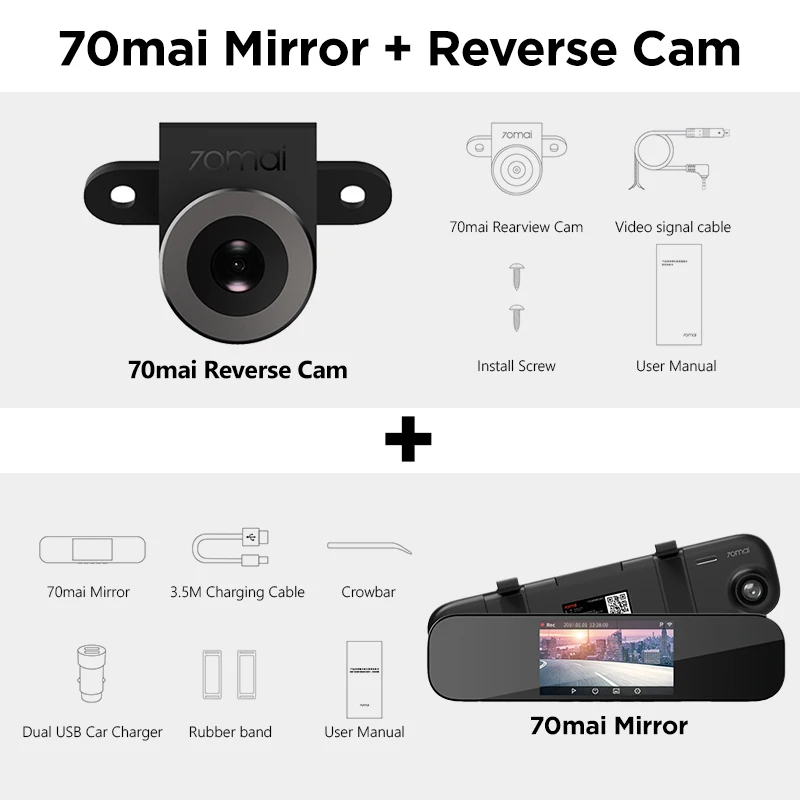 Mirror N Rear Cam Английская версия 70mai Smart Dash Cam зеркало 70 MAI камера заднего вида 1600P 70mai Smart car dvr 24H монитор парковки заднего вида автомобиля dvr - Название цвета: Mirror N Rear Cam