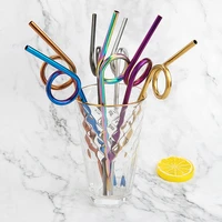 1pc 2306mm drinking straws reusable metal straw with cleaner brush set high quality stainless steel metal straw for mugs