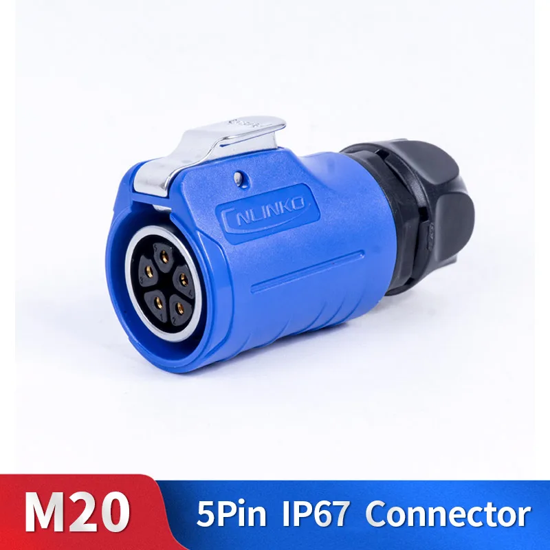 M20 5Pin провод штекер розетка питания IP67 Водонепроницаемый металлический корпус