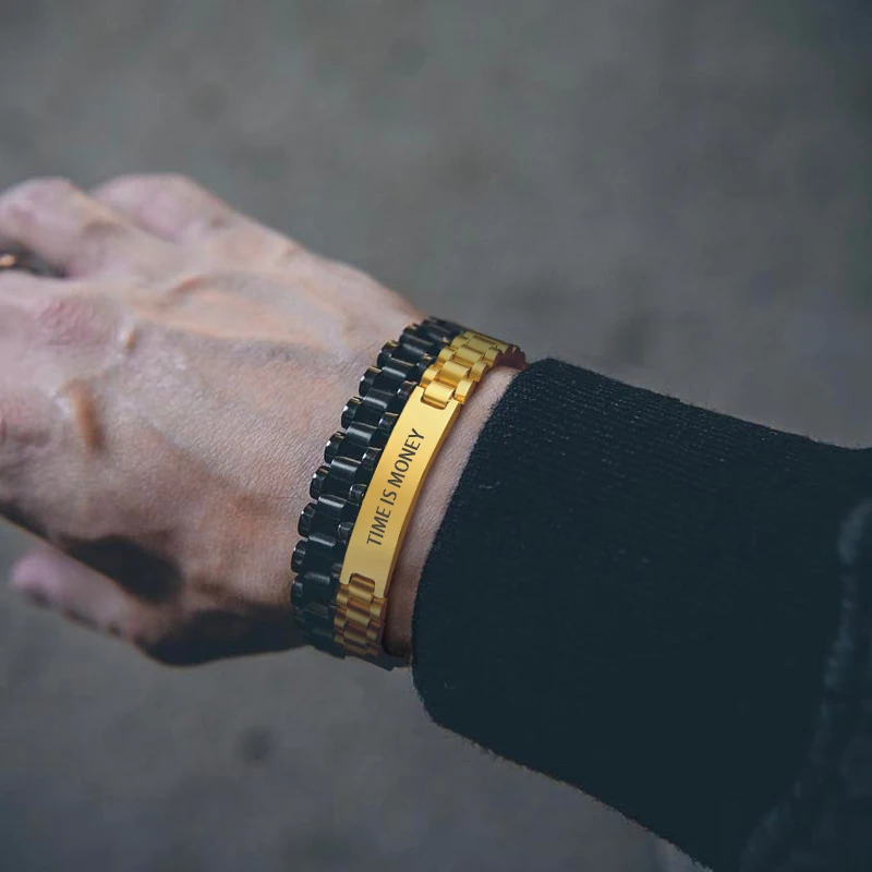 

MEN LINK BAND BRACELET INSPIRATION ENGRAVABLE STAINLESS STEEL WATCHBAND BRACELTS JEWELRY