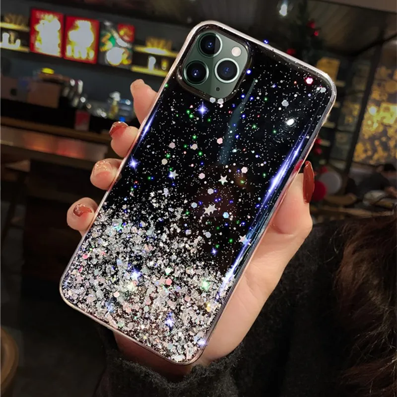 Модный Блестящий чехол для iPhone 12 11 Pro Max Mini X XR XS MAX SE 2020 мягкий силиконовый с
