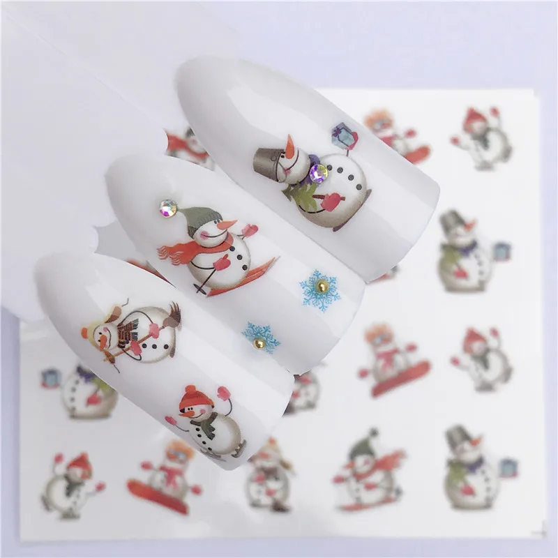 

Переводная Фольга для ногтей, с изображением снежинки, деда мороза, 2021, Рождественская наклейка для ногтей, олень рождественское