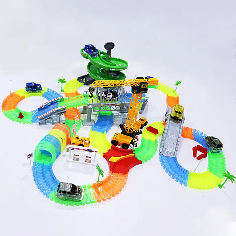 Волшебный светящийся гоночный трек универсальные аксессуары рампы поворот