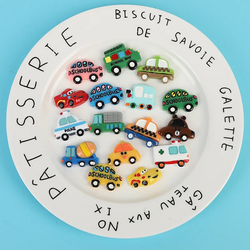 

30Pcs Simulation Car Resin Home Handmade DIY Kid Hair Accessories Key Chain Pendant Phone Shell Fridge Patch Decoration Material