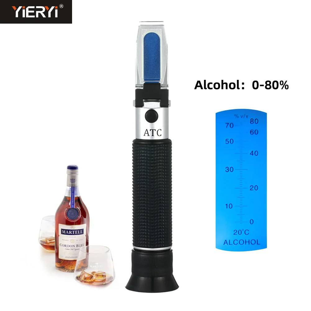 

Handheld Alcohol Refractometer 0-80% Alcohol Beer Wine Concentration Spirits Meter Densitometer Detector Tester Tool With Box