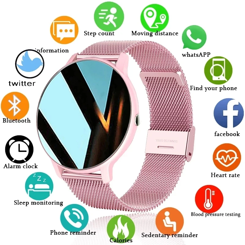 

2021 New Women Smart Watch Real-Time Weather Forecast Activity Tracker Heart Rate Sports Ladies Smart Watch Men For Android IOS