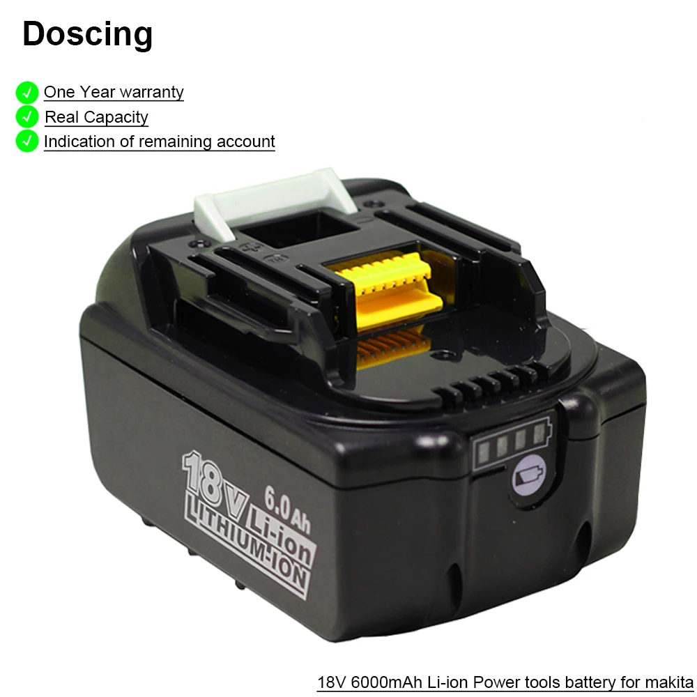 Doscing для Makita BL1860 18 в 6000 мАч литиевая батарея для электроинструментов BL1815 BL1840 LXT400 194204-5 194205-3 194309-1