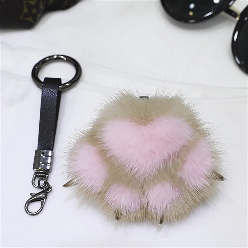 Кулон из натурального меха норки Кошачий коготь меховой медведь пальма