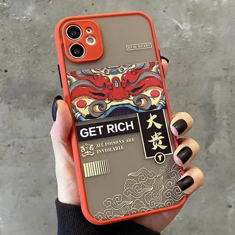 

Apple iPhone 11 12 13 Pro Max Mini 7 8 Plus XR X XS MAX Original Skin Feel Protective Cover Chinese style Case Cover