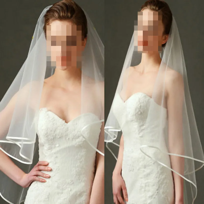 BacklakeGirs 60 см* 80 см 2 слоя Свадебный белый короткий Свадебный вуаль из тюля круговой лентой край брак однотонная цветная вуаль с расческой