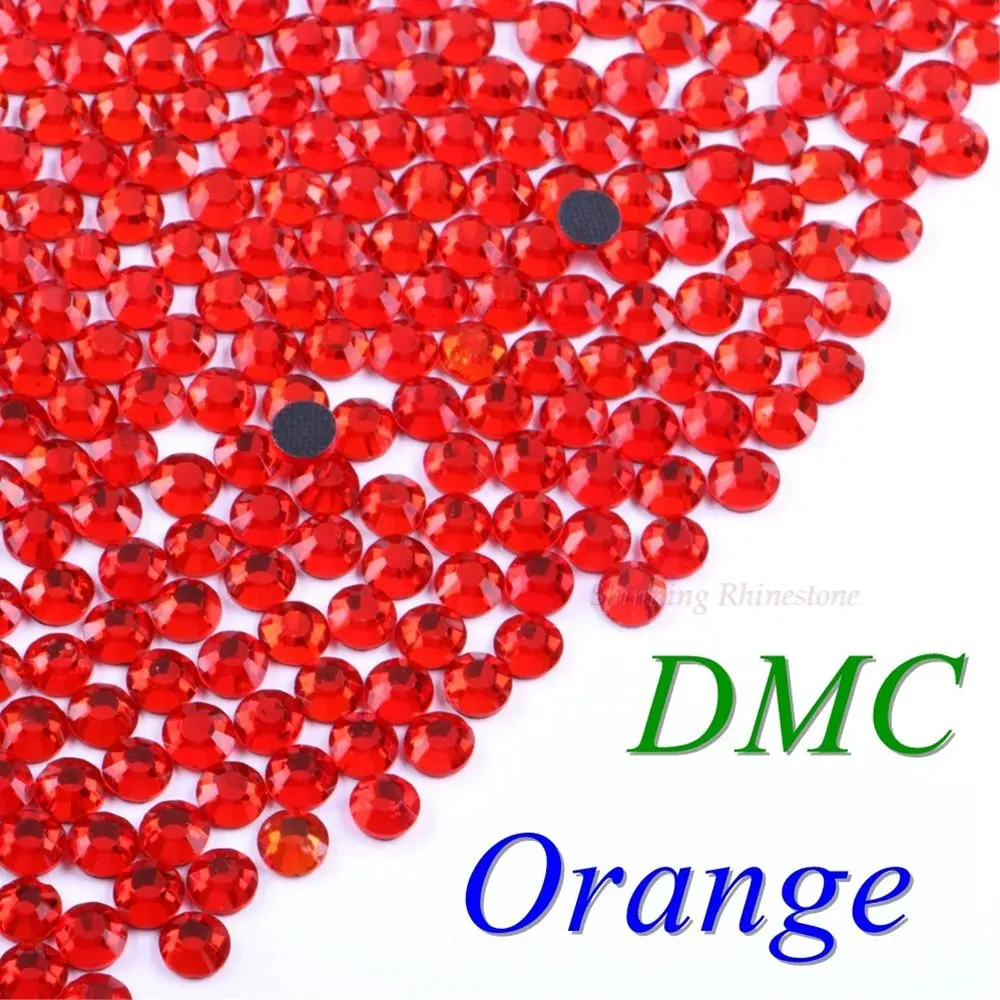 Orange 42 цвета на выбор! SS6 SS10 SS16 SS20 SS30 смешанные размеры DMC качественные стеклянные кристаллы горячей фиксации Стразы железные Стразы с бриллиантами - Цвет: Orange