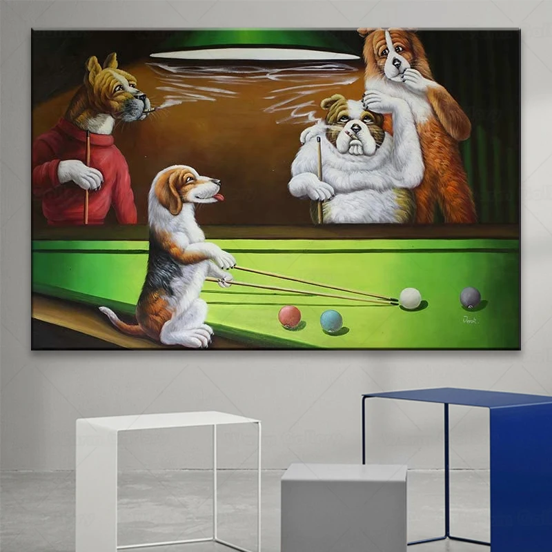Настенная Картина на холсте с изображением собак играющих в бассейн | Дом и сад