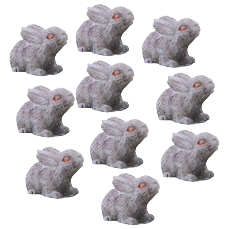 

10pcs Resin Miniature Bunny Animals Fairy Garden Mini Forest Farm Animal Realistic Micro Tiny Animals TerrariumFigurines