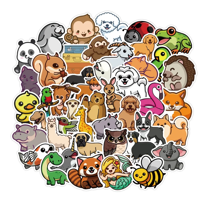

10/30/50PCS Cute Animal Cartoon Fashion Popular Skateboard Water Cup Suitcase Trolley Fresh Graffiti Stickers Wholesale
