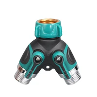 2 way hose splitter npt34 heavy duty garden hose diverter y shape valve water pipe connector adapter for outdoor tap and faucet