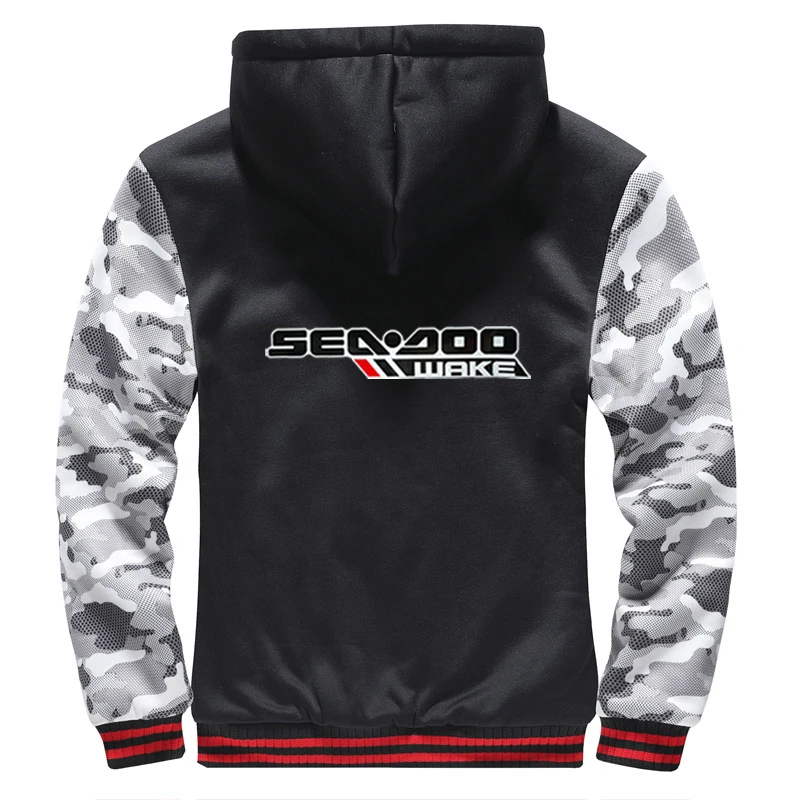 

2021 Winter Mans Sea Doo Seadoo Moto Logo Hoodies Plus Velvet Thickening Casual Comfortable Sweatshirts Zipper Casual Jacket Coa
