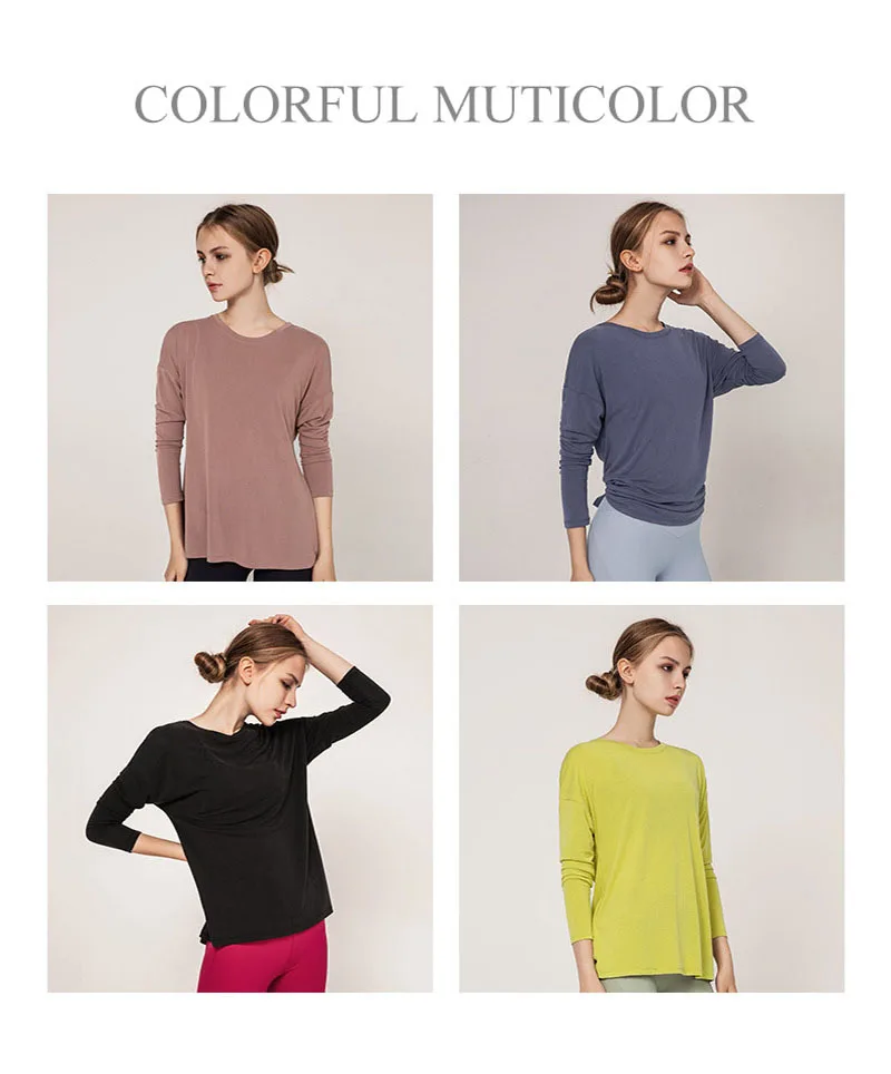 Long Sleeve Women Yoga Tops Open Back Running Clothes Pilates Loose Workout Sportswear Quick Dry Dance Shirts for Gym Fitness