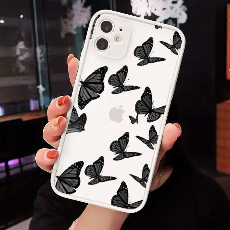 

Vintage Butterfly Fashion art luxury Phone Case funda matte transparent For iphone 7 8 11 12 plus mini x xs xr pro max cover