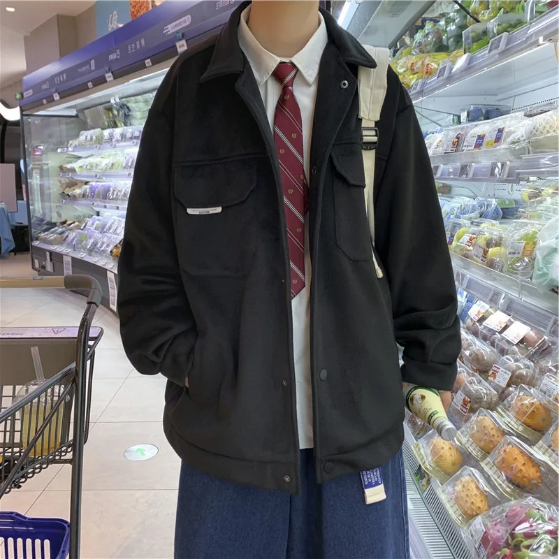 

2021 Winter New Woolen Coat Men's Fashion Brand Windbreaker Men's Short Casual Woolen Coat Men's Fashion Loose