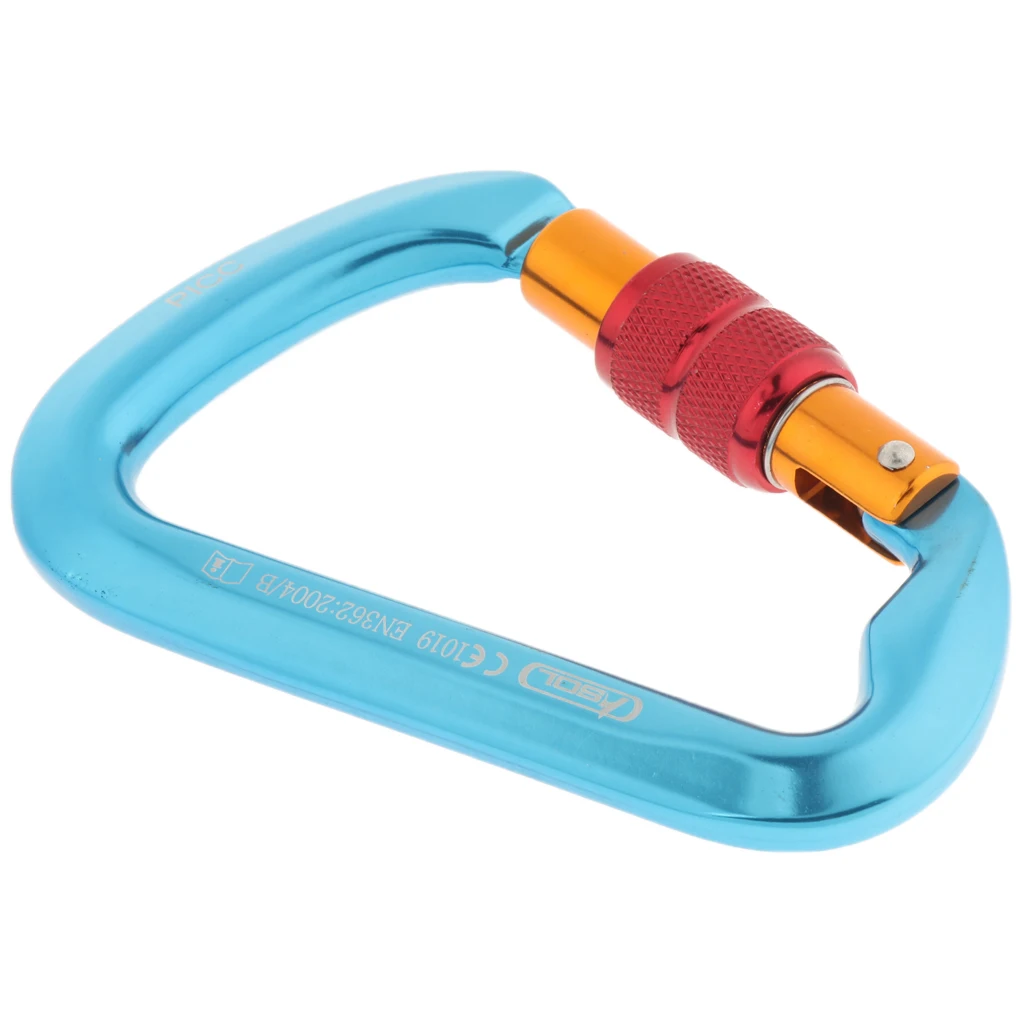 blue Screw Lock 30KN Профессиональный карабин d-образный замок скалолазание оборудование безопасная пряжка - Цвет: blue Screw Lock