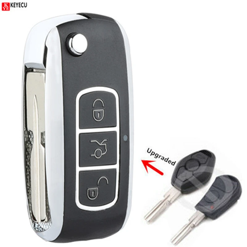 KEYECU 3 Button Modifed Bentley Style Folding Flip Remote Key Fob for BMW 315/433MHZ ID44 CHIP HU58/ HU92 Uncut Blade | Автомобили и
