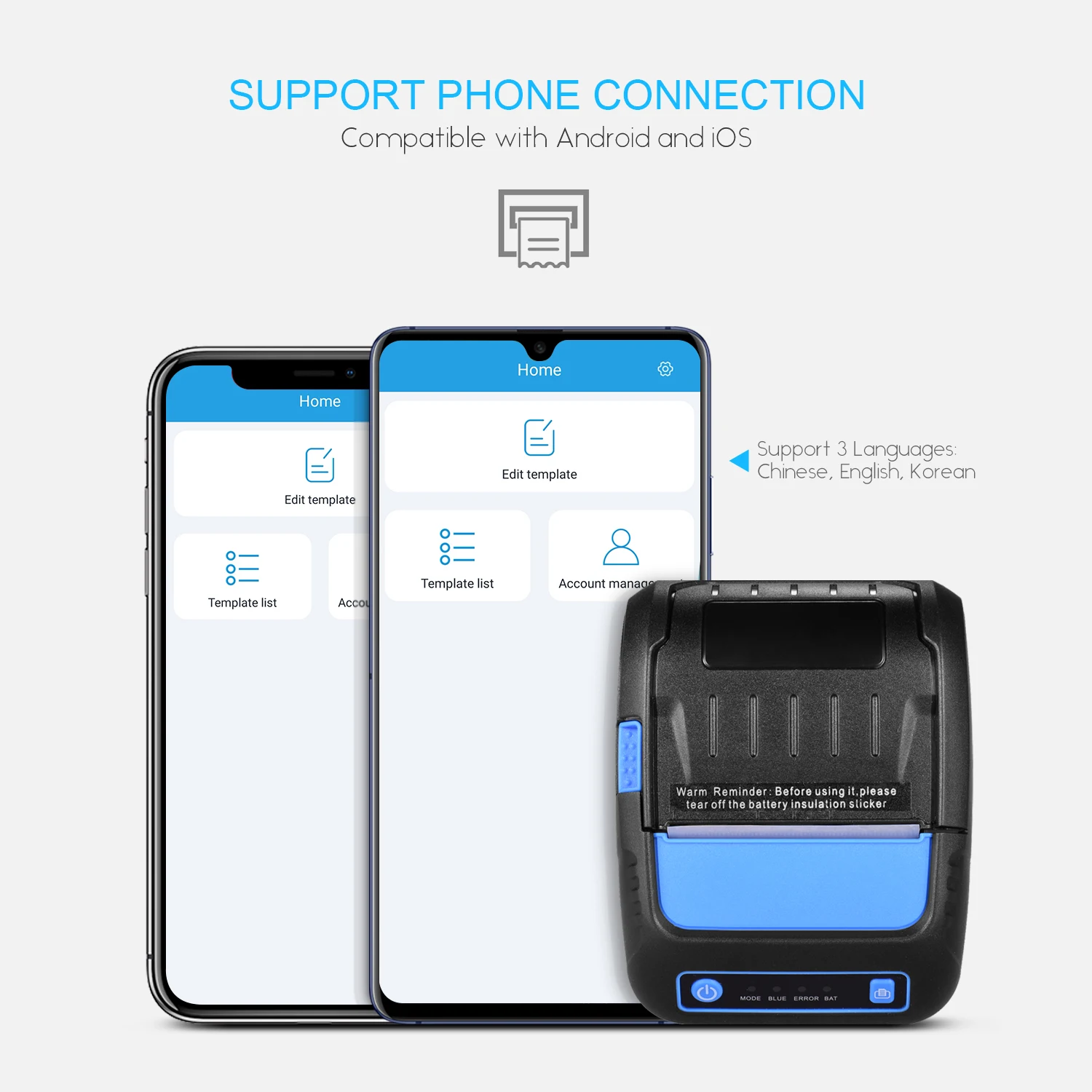 Портативный 58 мм Термальность чековый принтер портативный штрих кодов USB