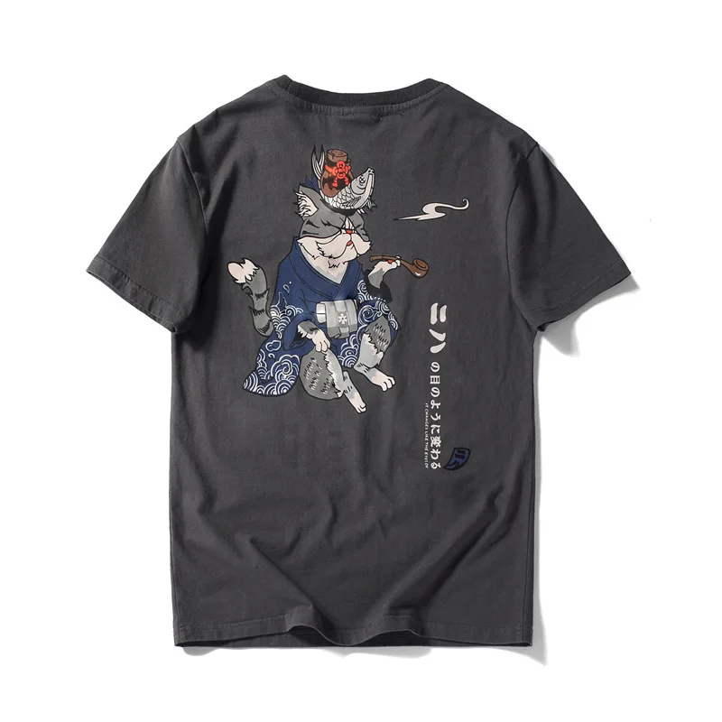

Summer Tide Brand Men's Stranger Things t shirt Cotton Short-sleeved Pipe Cat Printing Personality Youth Loose t-shirt Homme
