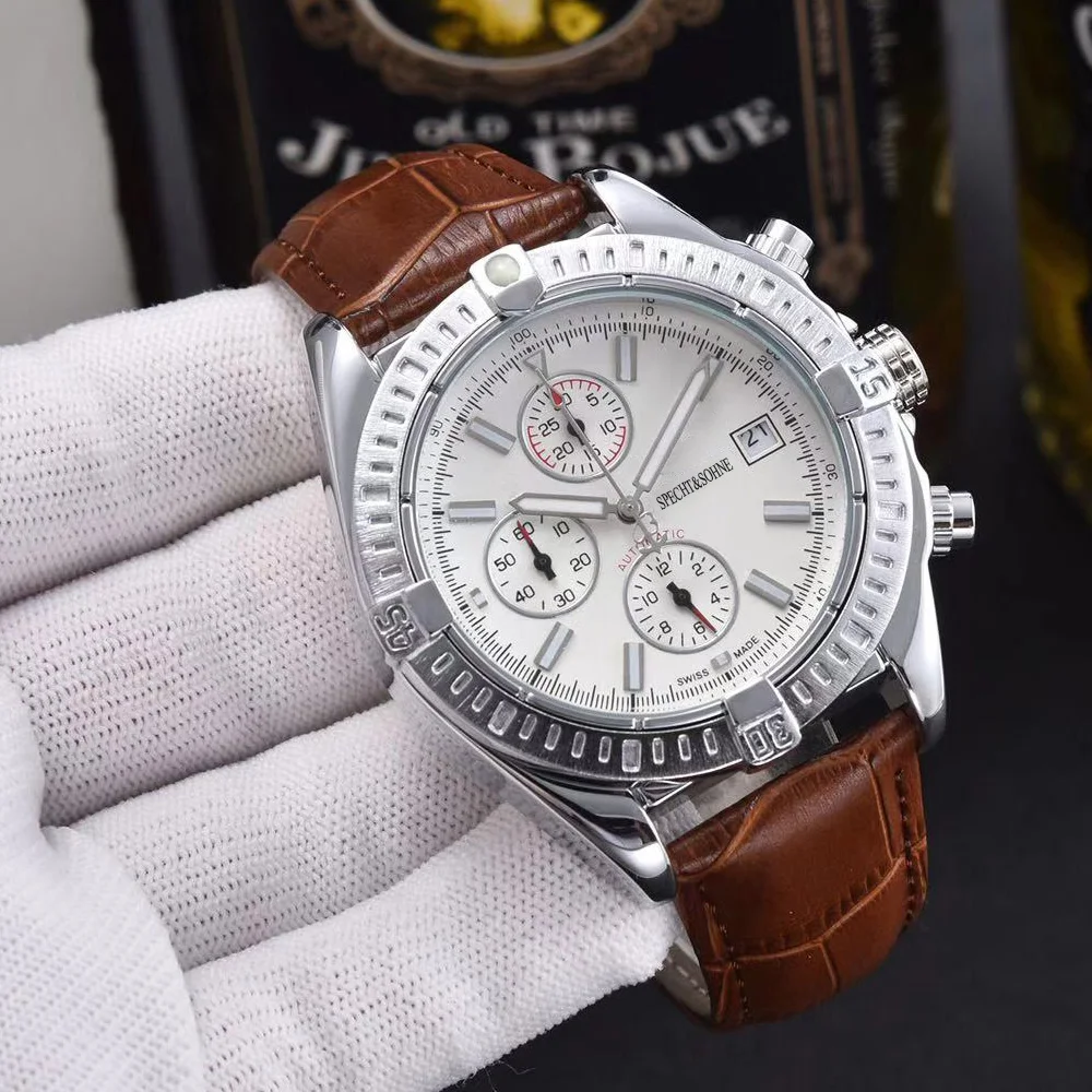 

2021 New Mens Watches Top Brand Luxury Fashion BR Sports Wristwatch Chronograpgh Analog Leather Quartz Watches Relogio Masculino