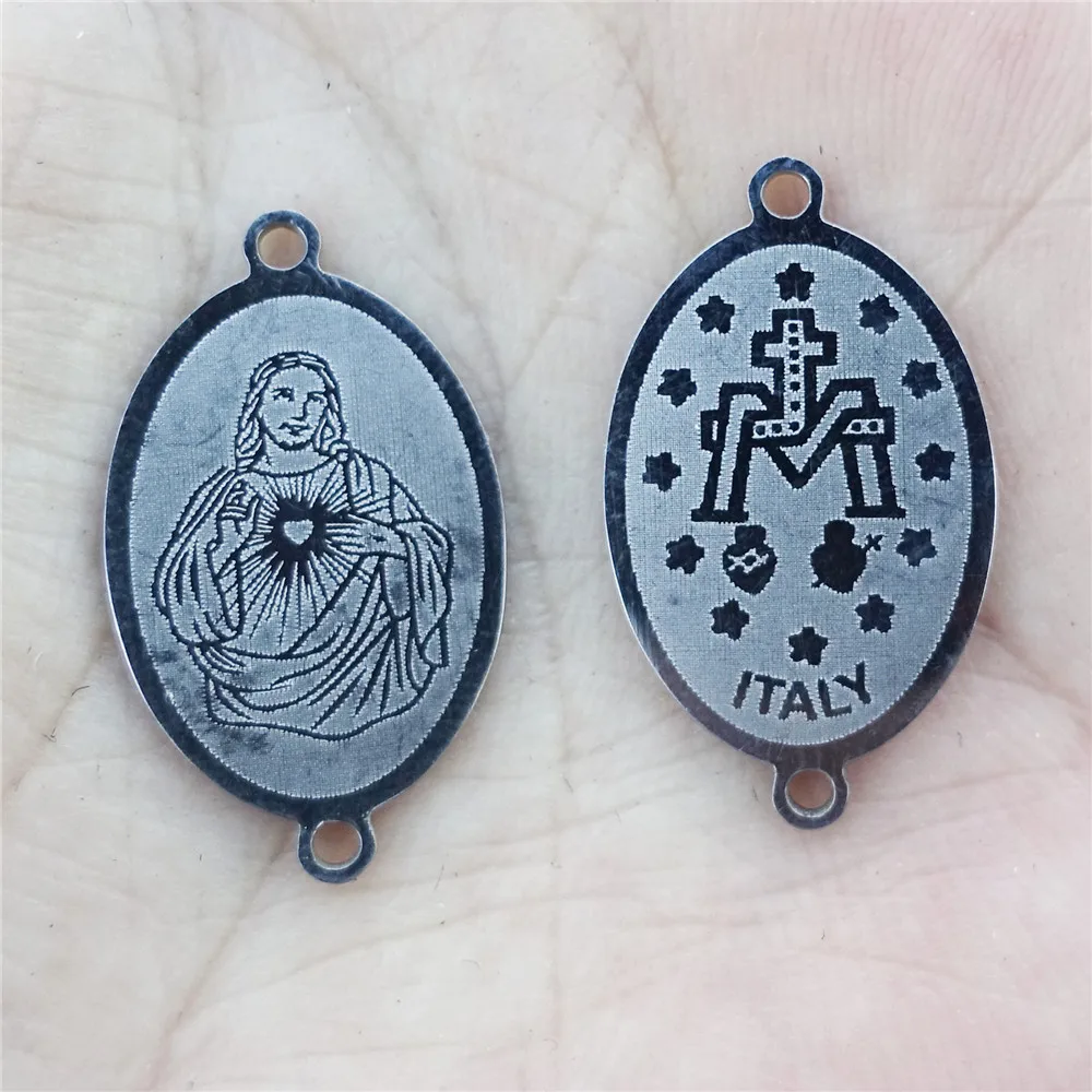 2 Loops Christianity Catholicism Person Jesus Virgin Mary Italy Connectors Stainless Steel Component Diy Jewelry Making Findings |
