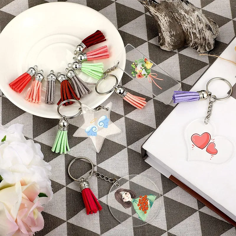 

Acrylic Keychain Blanks Set for Vinyl Includes 36 Transparent Keychain Blanks 36 Key Chain Rings 36 Tassels for DIY