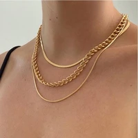 layered chain choker necklace metal snake neck chains for women female simple style accessories 2021 fashion jewerly am6049