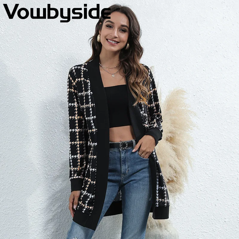 

Christmas Printed Plaid Leopard Pattern Casual Women's Thin Sweater Long Sleeve Cardigan Knitted Jacket
