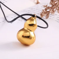 chinese traditional natural feng shui spirit gold plated gourd pendant health preservation cure luck boosting necklace jewelry