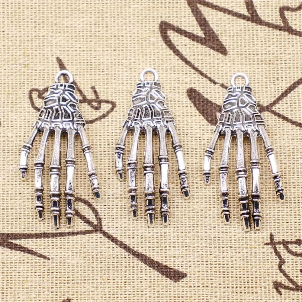 

Diy Charm 42x21mm Skeleton Palm Charms Antique Silver Color 5pcs