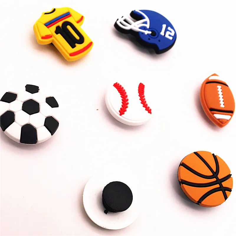1pc PVC Sports Style Shoe Decoration Basketball/Soccer/Tennis/Baseball/Football Model Shoe Charms Accessories for croc jibz Kids