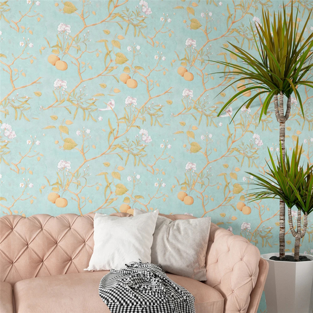 Самоклеящиеся обои с цветочным узором в пасторальном стиле для гостиной фоновые