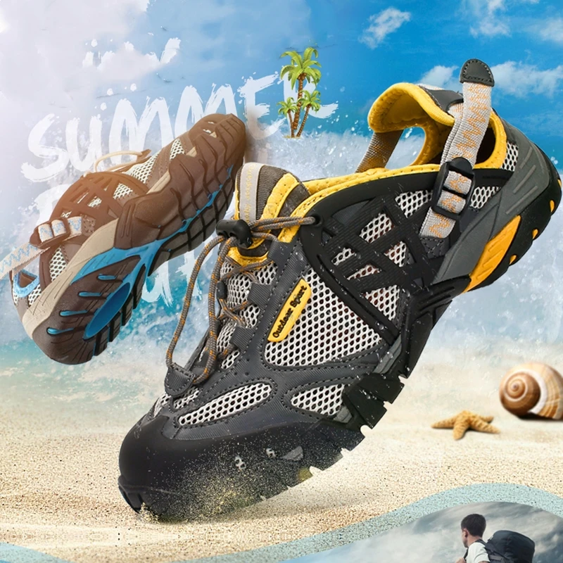 

Outdoor Hiking Sneakers Men Women Upstream Aqua Shoes Quick Dry Trail Trekking Couple Sport Shoes Rubber Platform Water Shoes