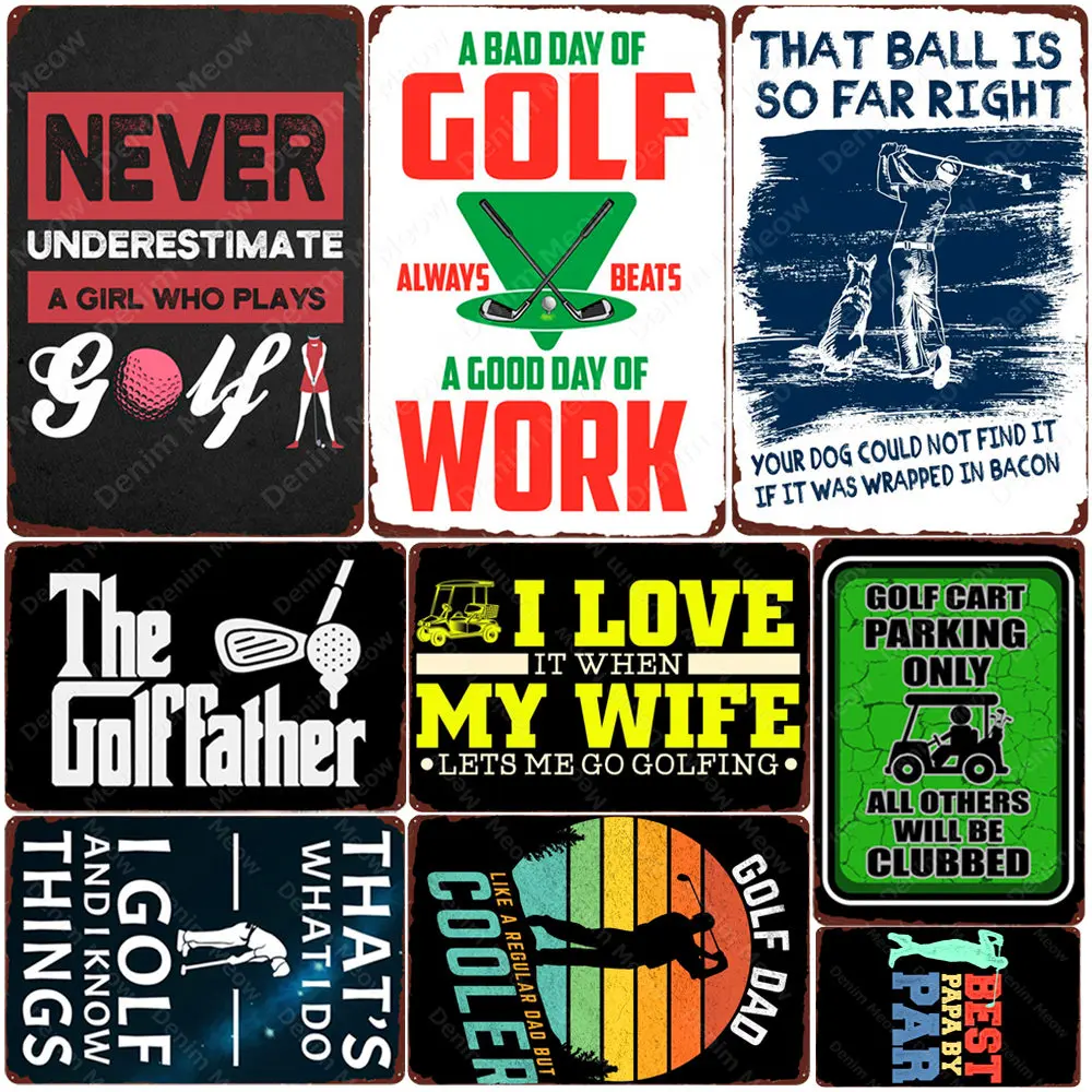 Father Plaque Golf Dad Metal Tin Signs Bar Pub Club Home Decor Golf King Vintage Poster Golf Course Wall Sticker N367