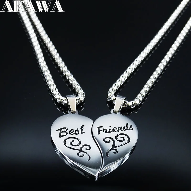 

Модная пара из нержавеющей стали BFF ожерелье для женщин Серебряный цвет лучший друг ожерелья подвески ювелирные изделия ожерелья N18084