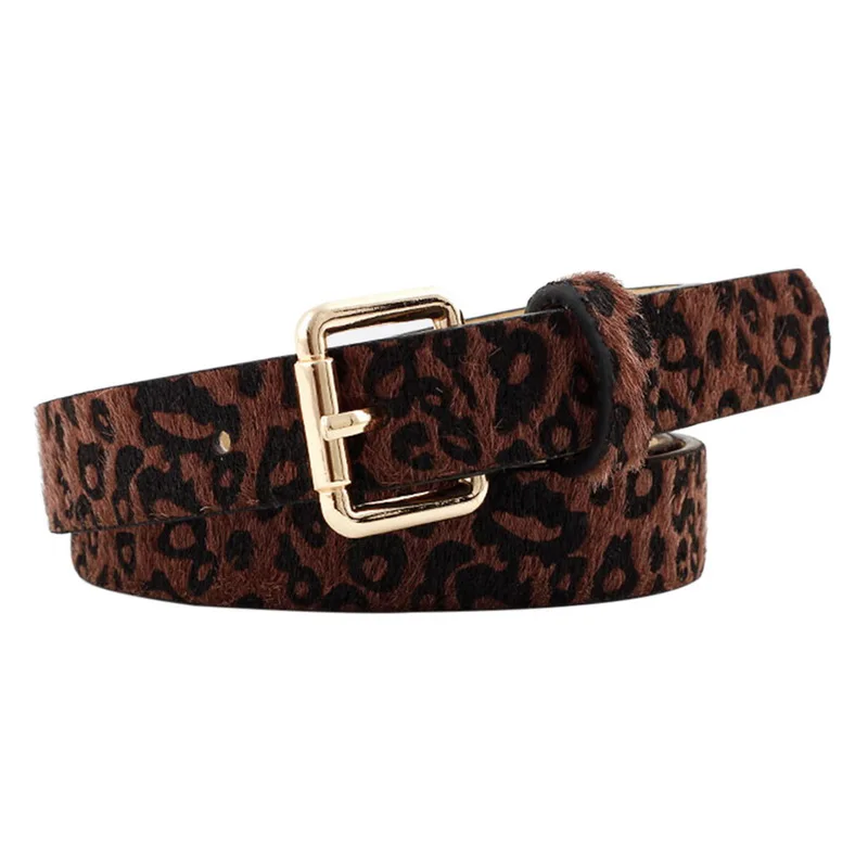 

Sexy Female Belt Cummerbund Women Horsehair Belt With Leopard Pattern Rose Gold Metal Buckle Hot Women Pu Belt 2019 Fashion