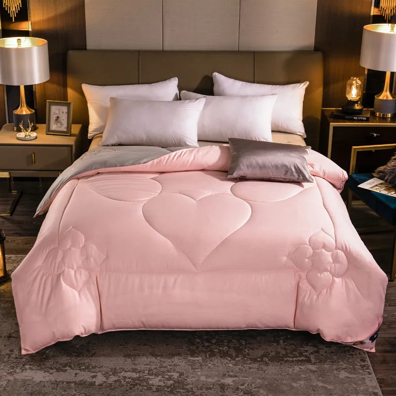 

AB Side Summer Comforter 100% Cotton + Silk Fiber Patchwork Quilts Modern Solid Throws Duvet 1pc 150*200cm RU Family Bed Linens
