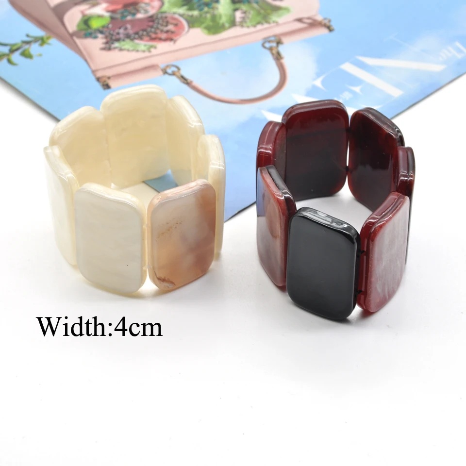 Модный широкий толстый пятнистый браслет из акриловых бусин и звеньев цепи для