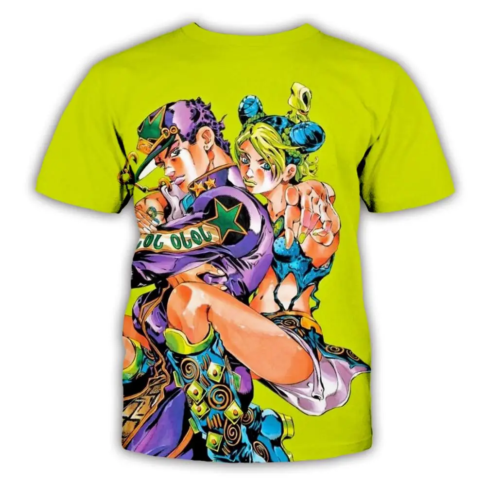 

TESSFFEL Anime Jojo Funny Streetwear 3D Print O-Neck Short Sleeve T Shirt Harajuku Anime Men Women Tops T5