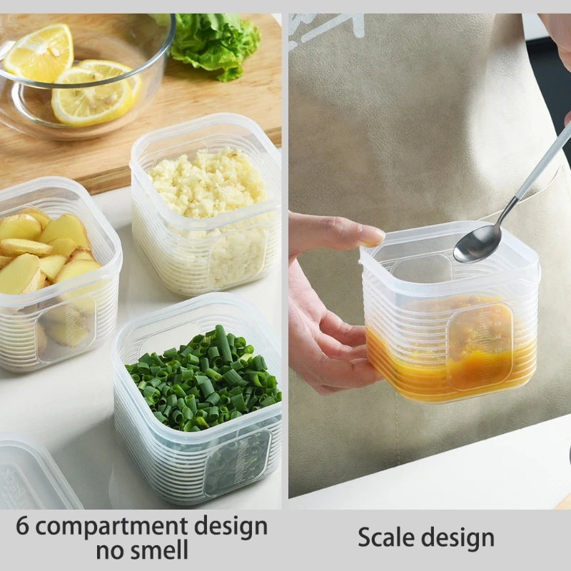 

1 Set Clear Fridge Food Storage Box Reusable Kitchen Fresh Produce Plastic Organizer Bin 6 Detachable Small Cases Container